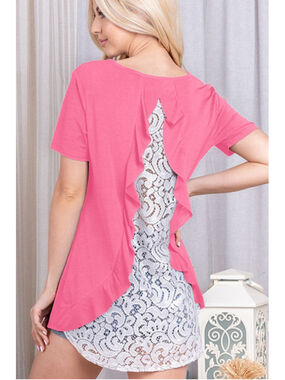 NWOT Heimish Sleeveless Top with Lace back detail and ruffle size small